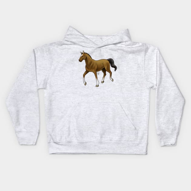 Horse - Thoroughbred - Brown Kids Hoodie by Jen's Dogs Custom Gifts and Designs